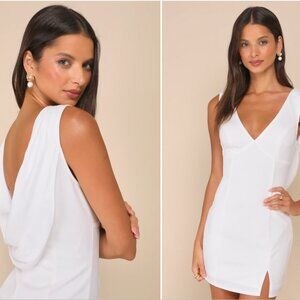 Perfection Bound White Sleeveless Cowl Back Mini Dress